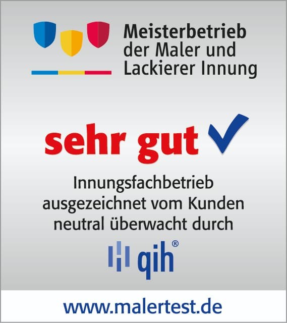 Meisterbetrieb der Maler- und Lackierer-Innung – Kundenbewertung „sehr gut“, malertest.de